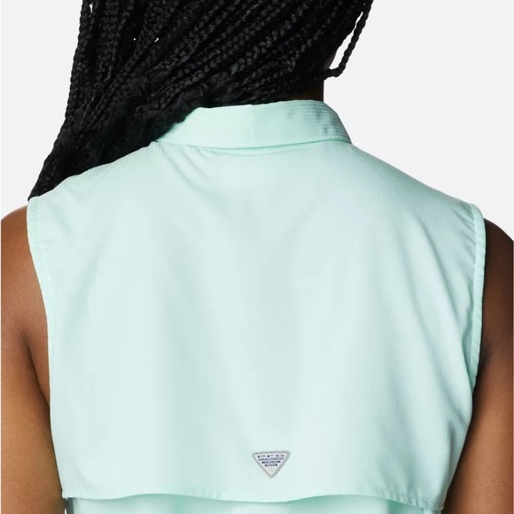 😱 NWT Columbia PFG Tamiami Sleeveless button up in Gullfoss Green size XL - Picture 2 of 11